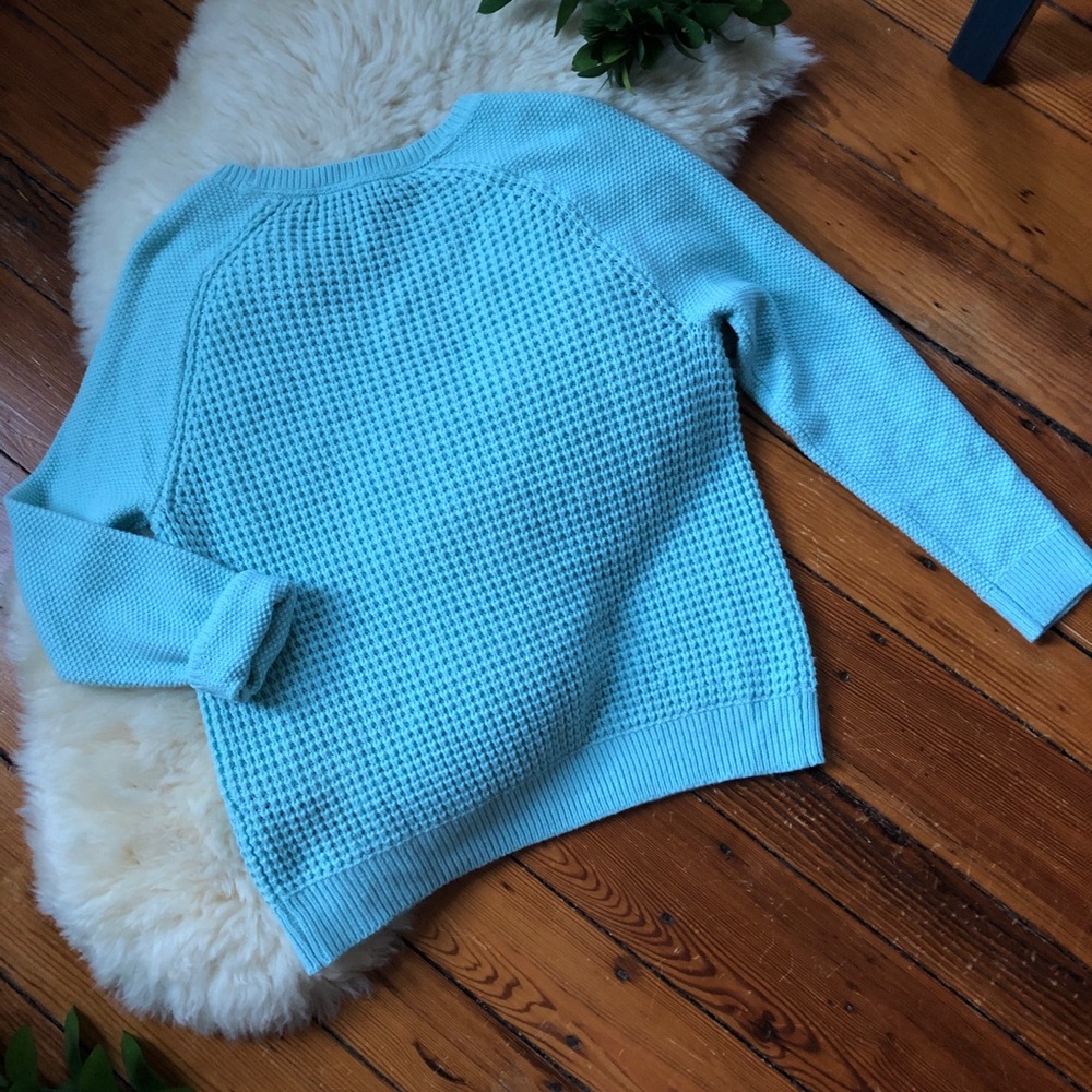 Mint💕Sea Mist Waffle Knit Crew Chunky Sweater M - Picture 7 of 8